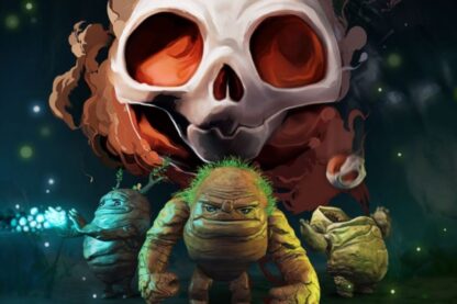 Skully Game header with three golums