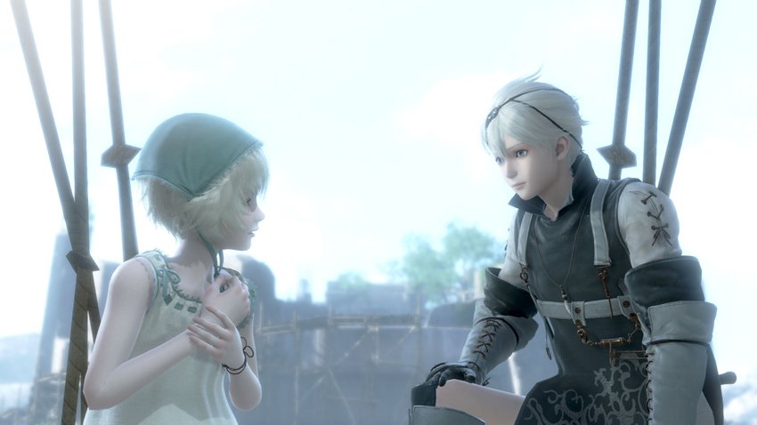 An image of Nier looking concerned for his sister Yonah in Nier Replicant