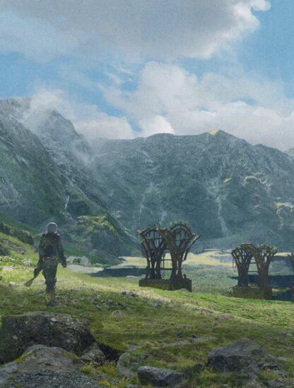 Concept art featuring the Northern Plains in Nier Replicant