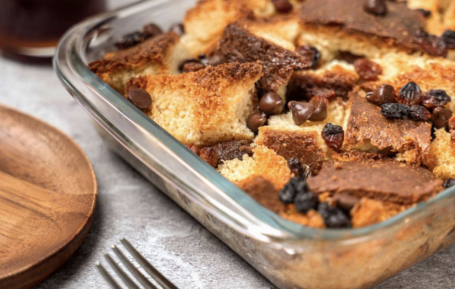 Bread pudding made with bamnut milk.