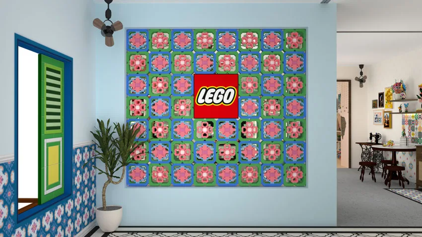 Peranakan-inspired-LEGO-brick-tile-wall